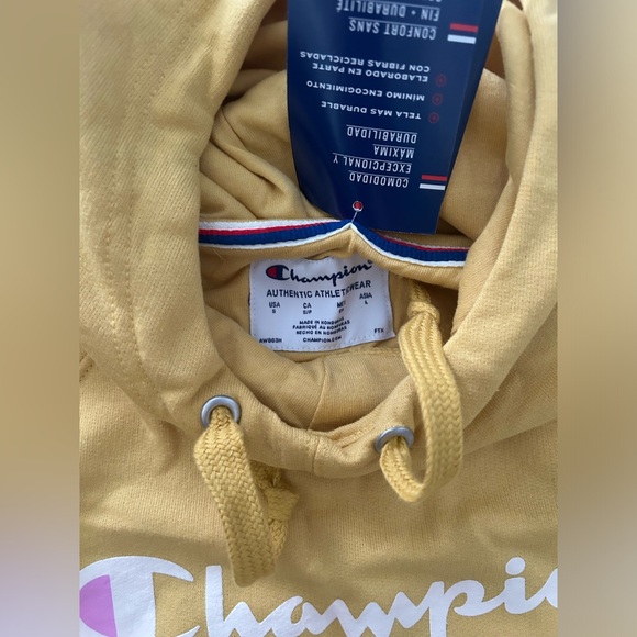 Champion yellow hoodie with front pocket new with tags, size small. - Picture 3 of 5